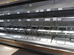 Empty shelves in Waitrose Swiss Cottage March 2020