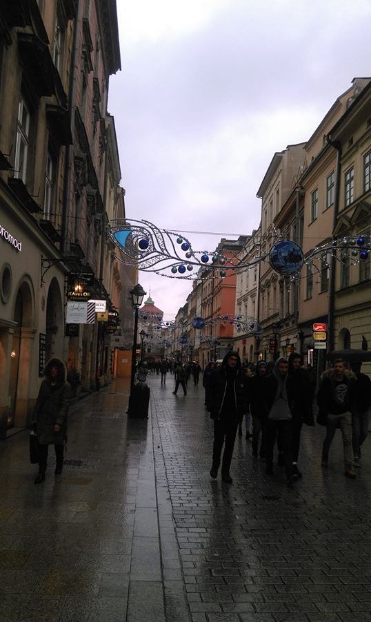 Old City of Krakow, Poland, with Christmas Decorations