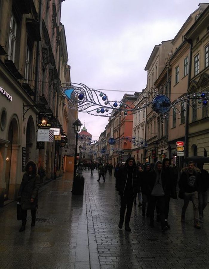 Old City of Krakow, Poland, with Christmas Decorations